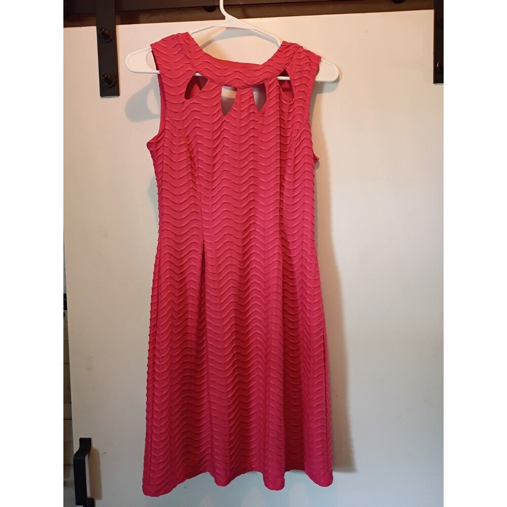 En Focus Studio Womens Sheath Dress Pink Tetured Geometric Cut Outs